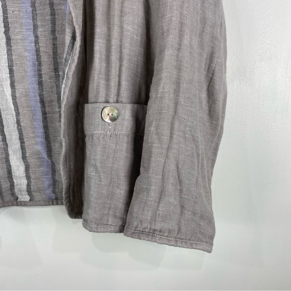 Tahari Linen Cotton Blend Open Front Cardigan Jacket Beachy Flowy Size Medium - Picture 2 of 5